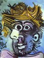 Tete d Man au chapeau paille 1971 kubist Pablo Picasso